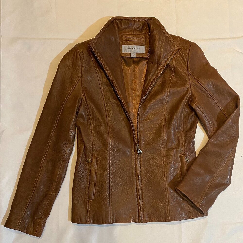 Marc New York Andrew Marc Women's Real Lambskin Leather Jacket Brown Size S